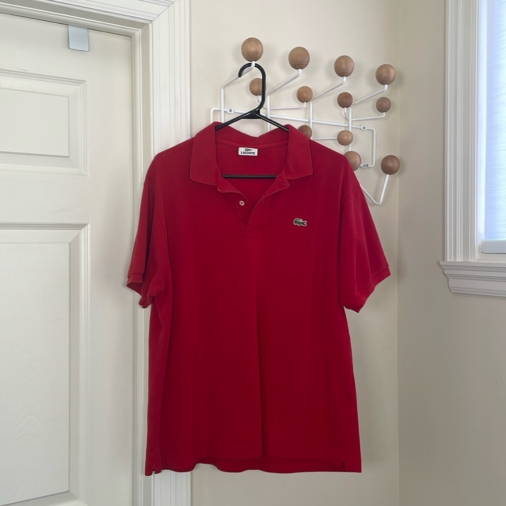 Lacoste Short Sleeve Polo Shirt - Red - Size 6 Medium